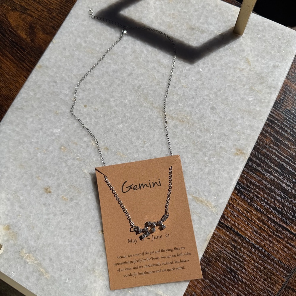 Silver Gemini Zodiac Constellation Necklace